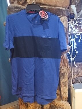Avenger Blue & Black Colorblock Short Sleeve Tee